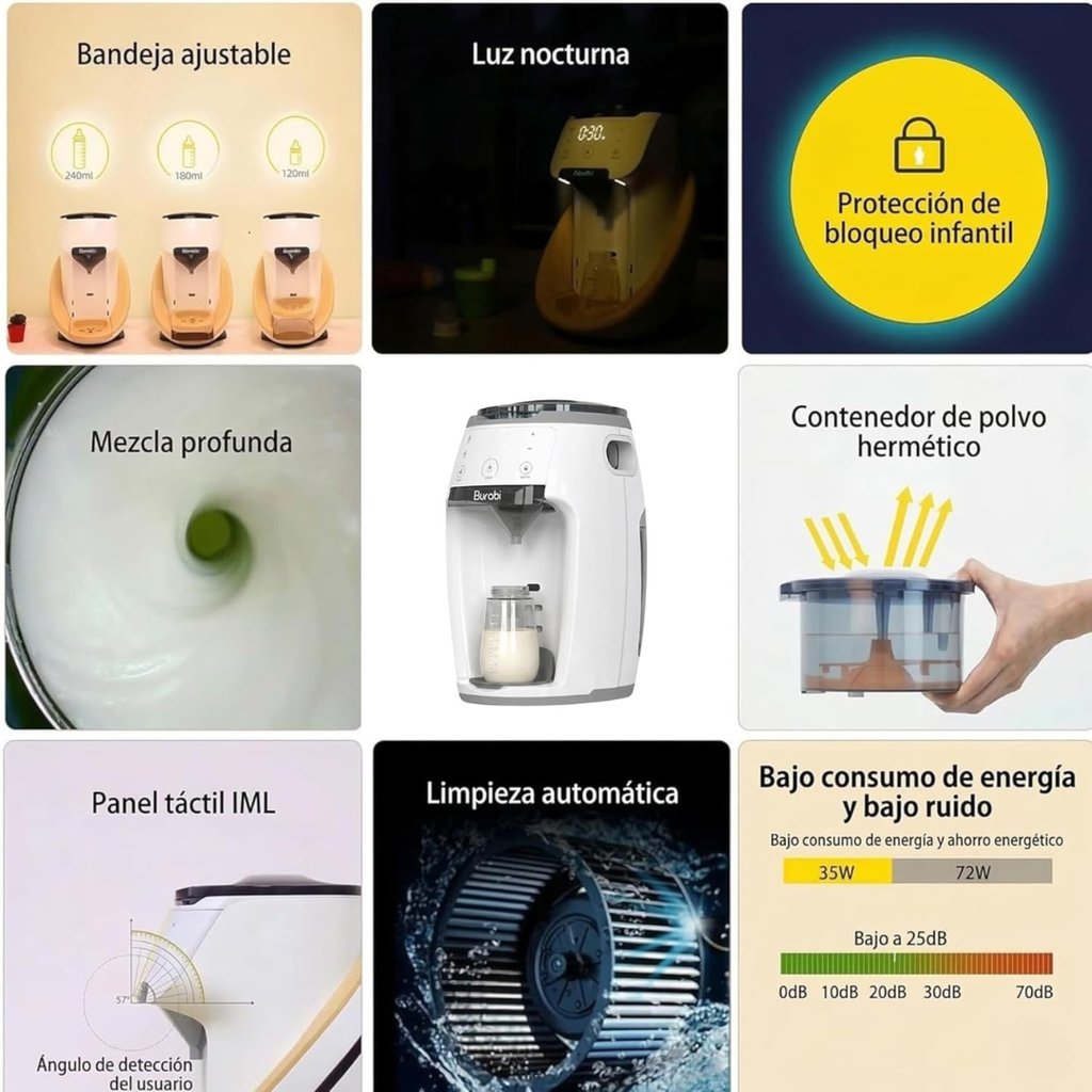 Preparador de Biberones Automático y Dosificador de Fórmula/Leche en Polvo | Máquina para hacer Biberones